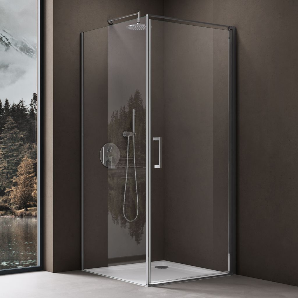 doporro Eck-Duschkabine 70x80x195cm Eckdusche mit Hebe- und Senkmechanismus ESG-Sicherheitsglas Klarglas inkl. Easy-Clean-Beschichtung Ravenna36K-Plus