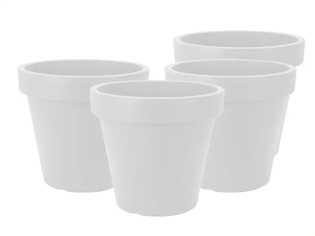 Pot de fleurs plastique Ø48 cm blanc double paroi résistant au gel x4