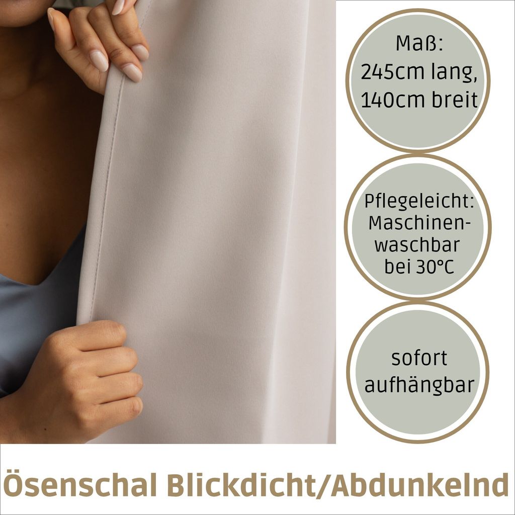2 Stück Thermogardine Verdunklungsgardine Blickdicht Produktbild 6