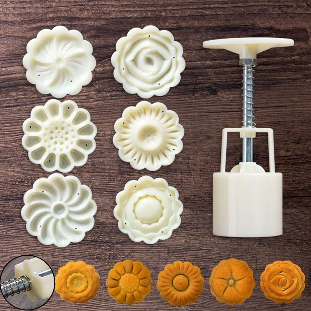 Mondkuchen-Form Mit 6 Ausstechformen – Verstellbare Dicke, Für Kekse & Desserts, ABS-Material