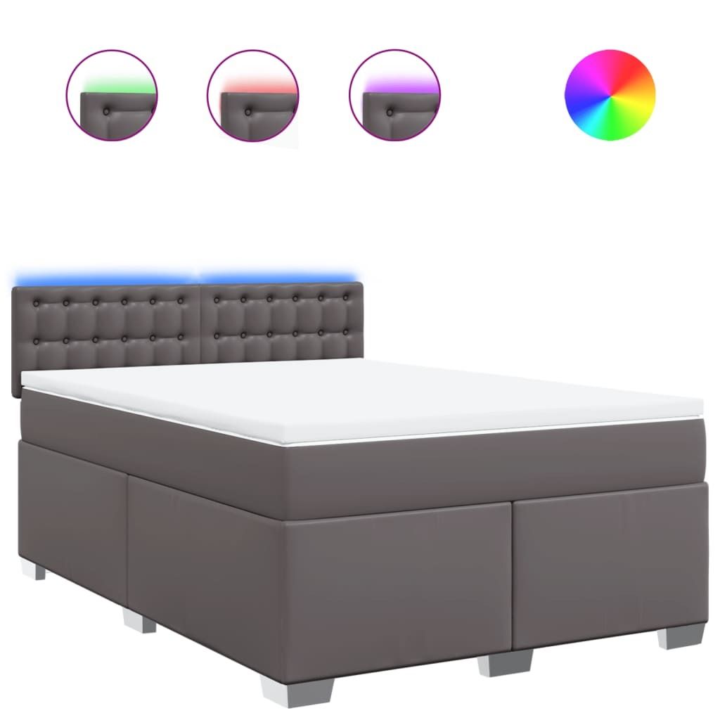 "im Sonderangebot"Boxspringbett Modernes/Doppelbett - Polsterbett Erwachsene/r /Kind - mit Matratze Grau 160x200cm Kunstleder - Klassische Betten D...