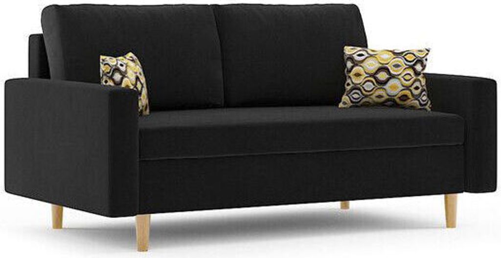 Sofa mit Schlaffunktion Schlafsofa mit Bettkasten ETNA 150x90cm Schwarz
