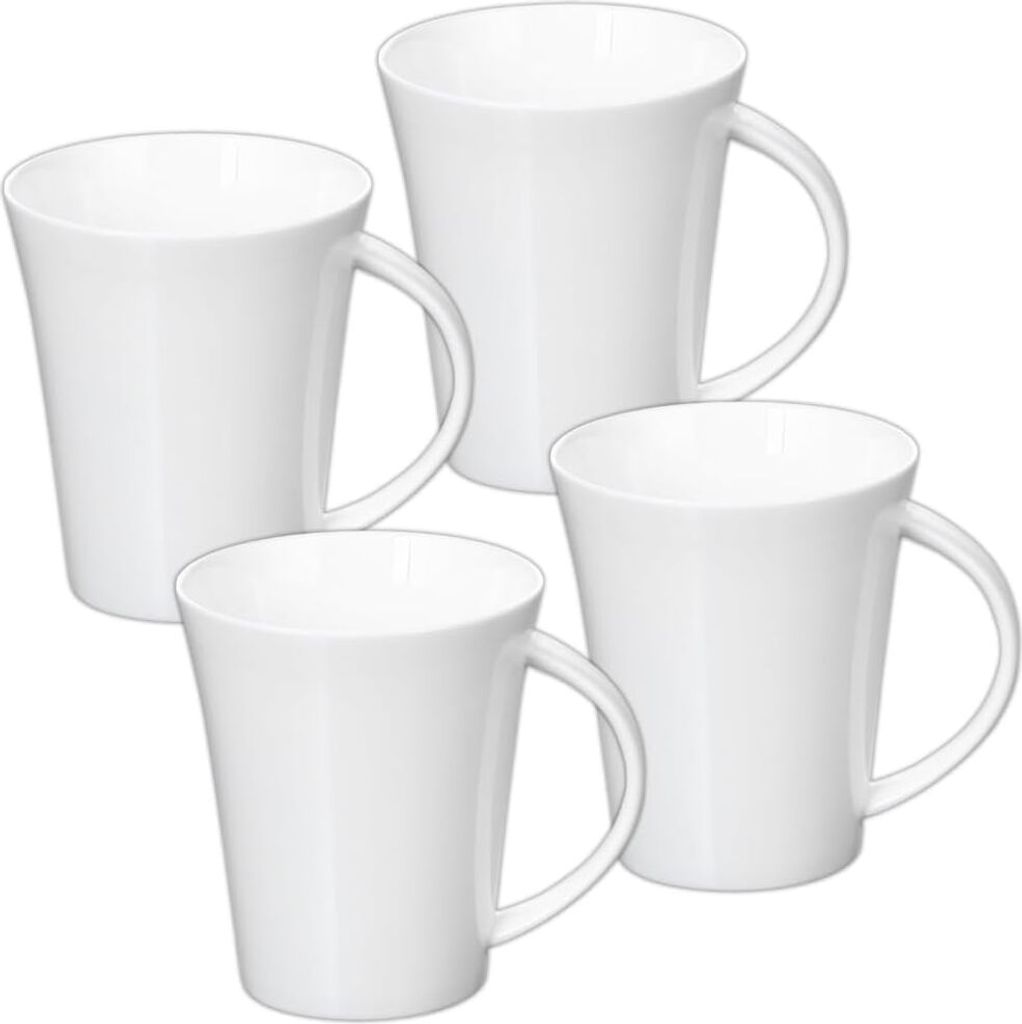 Tazze Wilmax 380 ml in porcellana bianca, set da 4 Immagine del prodotto 