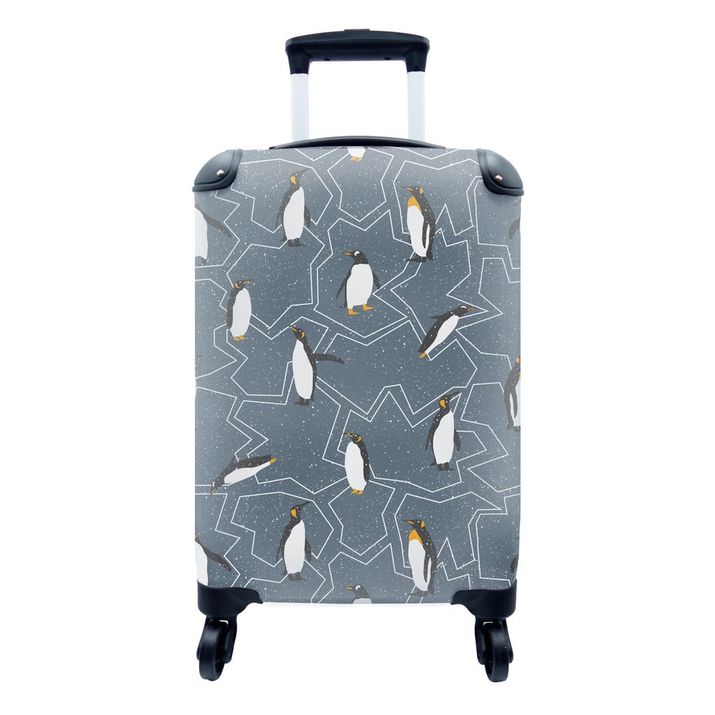 MuchoWow Koffer Handgepäck Trolley Rollkoffer Kleine Reisekoffer mit 4 Rollen - Muster - Winter - Pinguin - Cabin Size < 55x40x23 cm & 55x40x20 ...