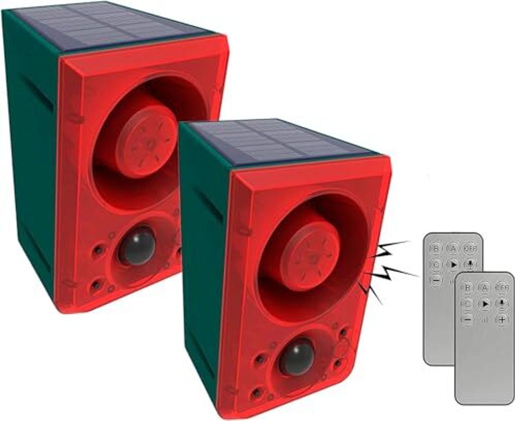 Eonant Solar Acoustic visueller Alarmbewegungssensor, 129 dB Strob -Sirene, Sicherheitsleuchte -Fernbedienung, 20 Sekunden Aufnahme, Farm, Villa Yard