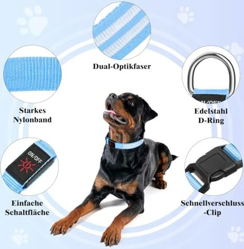 Collare LED Weesiber per Cani - Blu Notte Ricaricabile e Regolabile - 2