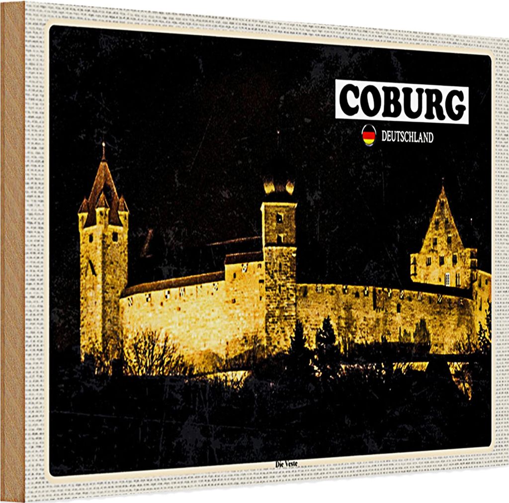 Holzschild Städte Coburg Die Veste Schloss 30x20cm