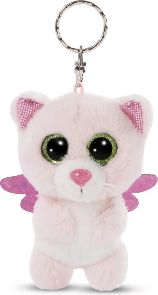 NICI Glubschis Chat Glowy 9cm Ange Gardien : Porte-clé Peluche à Yeux