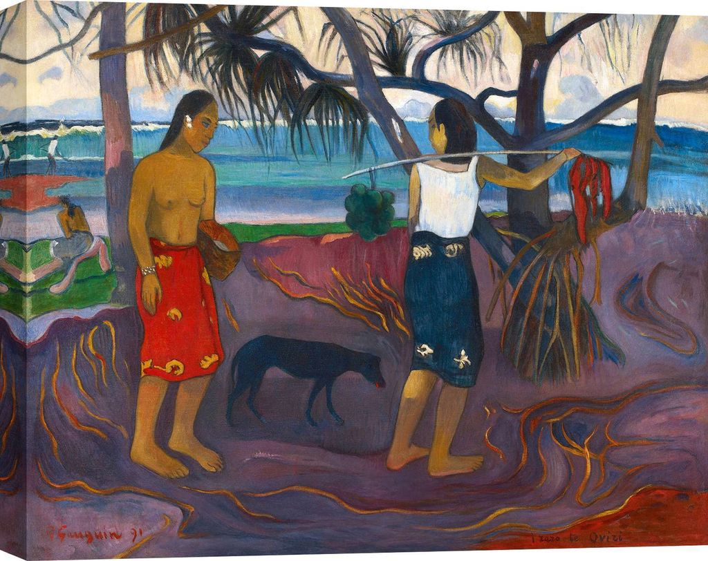 Kunstdruck auf Leinwand Paul Gauguin, Unter dem Pandanus, 1891 - 100x70 cm