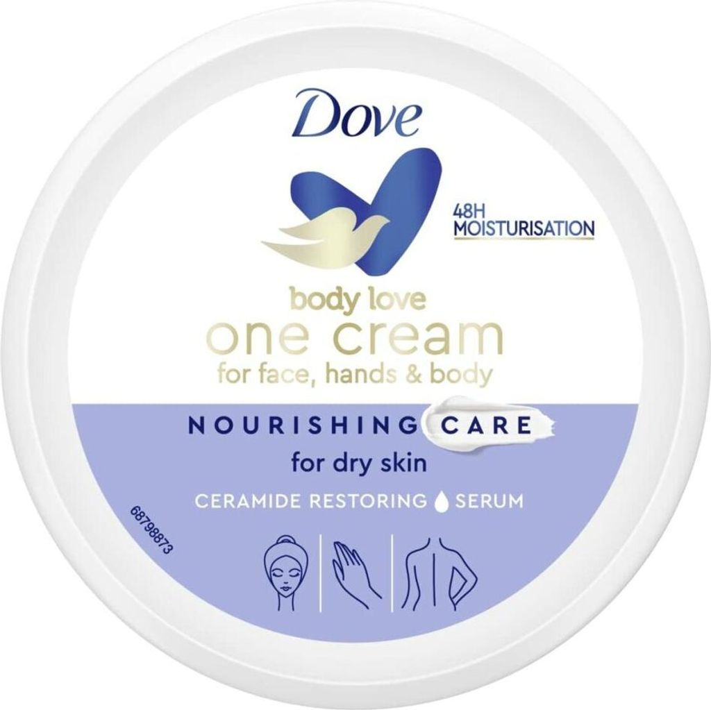 Dove Body Love Feuchtigkeitsspendende Körpercreme – One Cream Rich – verwöhnende Feuchtigkeitscreme für seidig weiche Haut – 250 ml