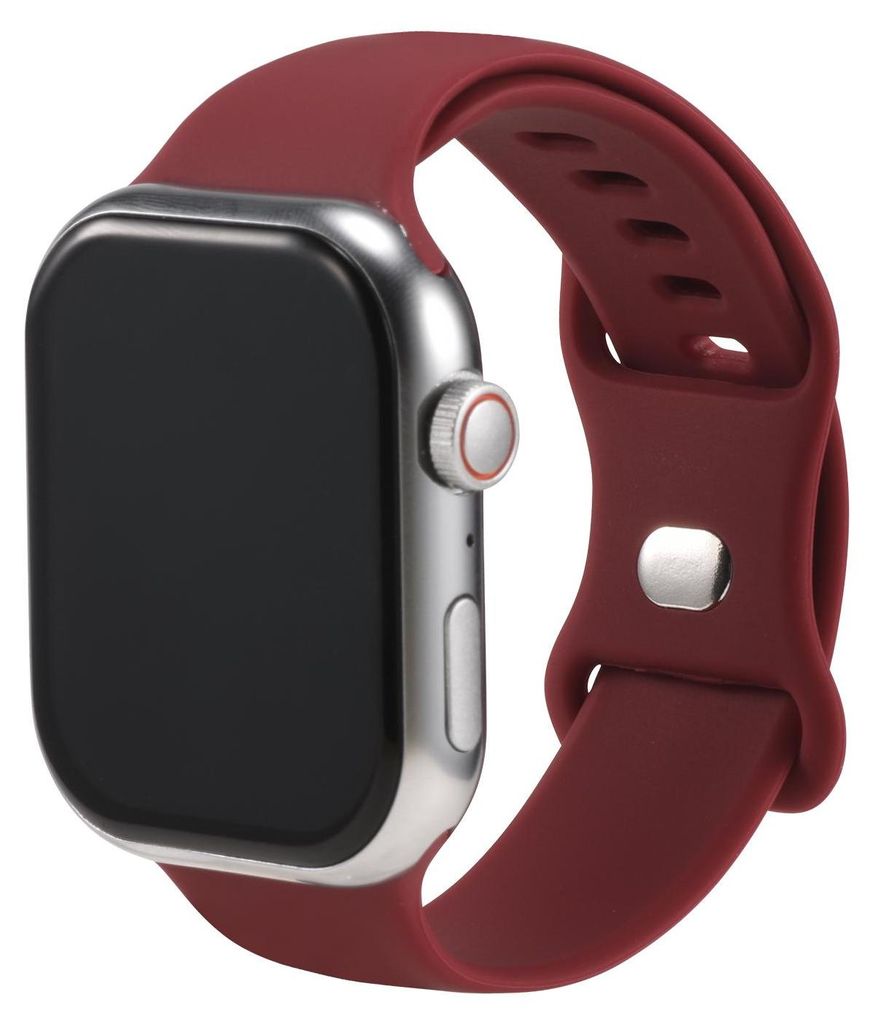 Silikon Ersatzarmband für Apple Watch 1 2 3 4 5 6 7 8 9 10 11 SE 1 2 3 Ultra 1 2 3 mit 42/44/45/49mm Gehäuse Weiches Sportarmband Weinrot Verstel...