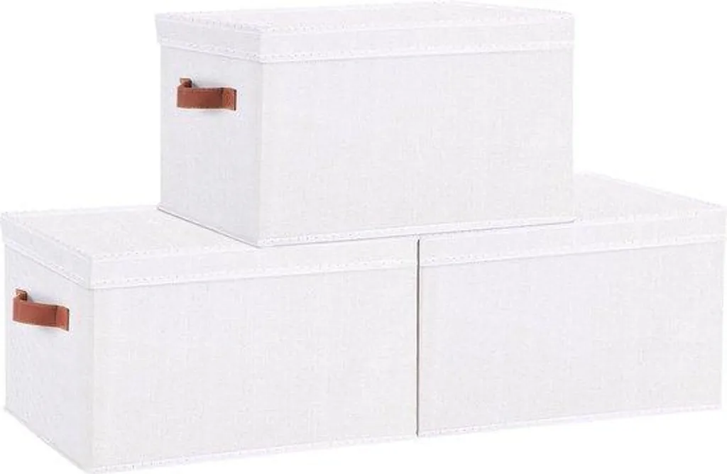Boîtes de rangement pliables en tissu gris clair avec couvercle 33x23x18
