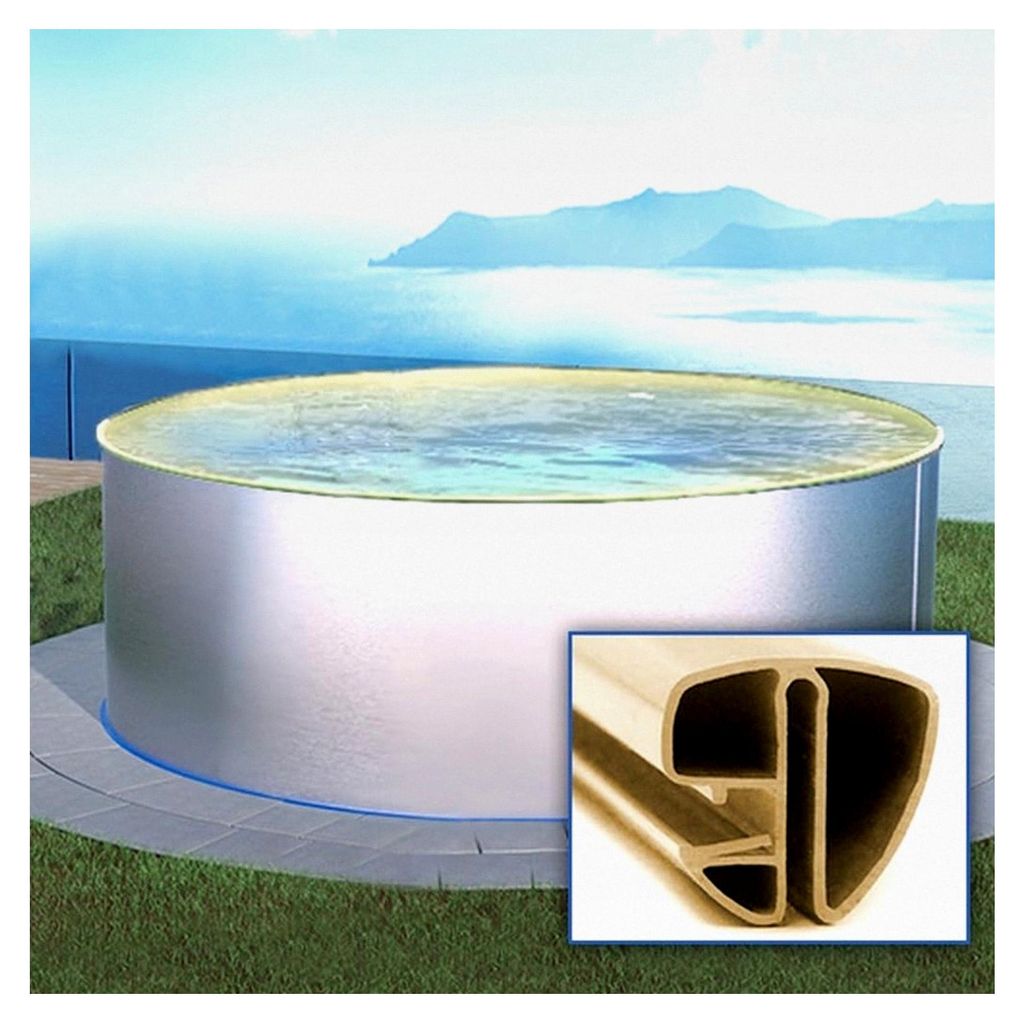Rundpool Ø 500 x 150 cm mit Grundset und sandfarbener Poolfolie 0,8 mm
