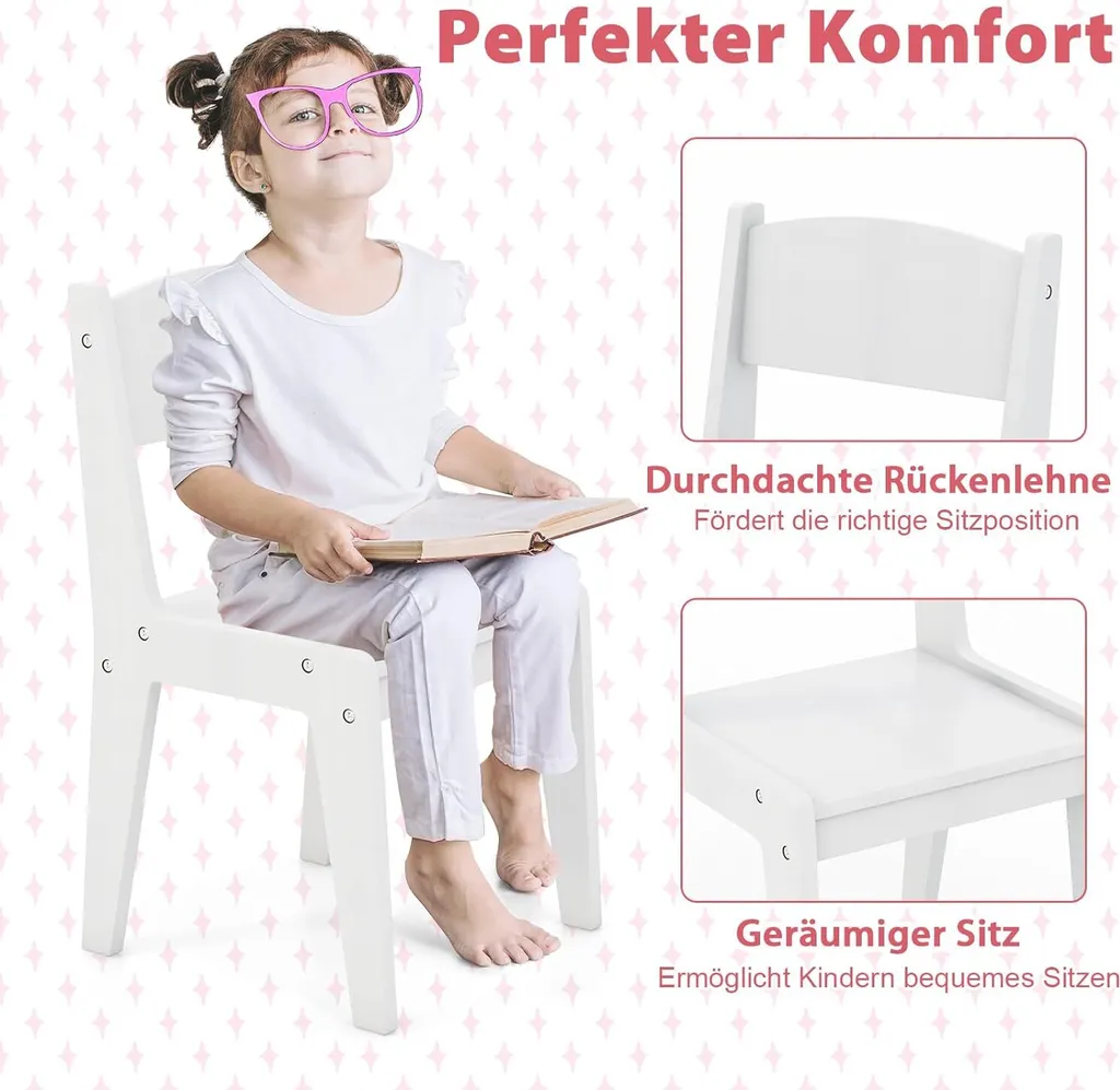 Table de Maquillage Enfant Blanche avec Lumières LED et Coiffeuse en Bois - 4