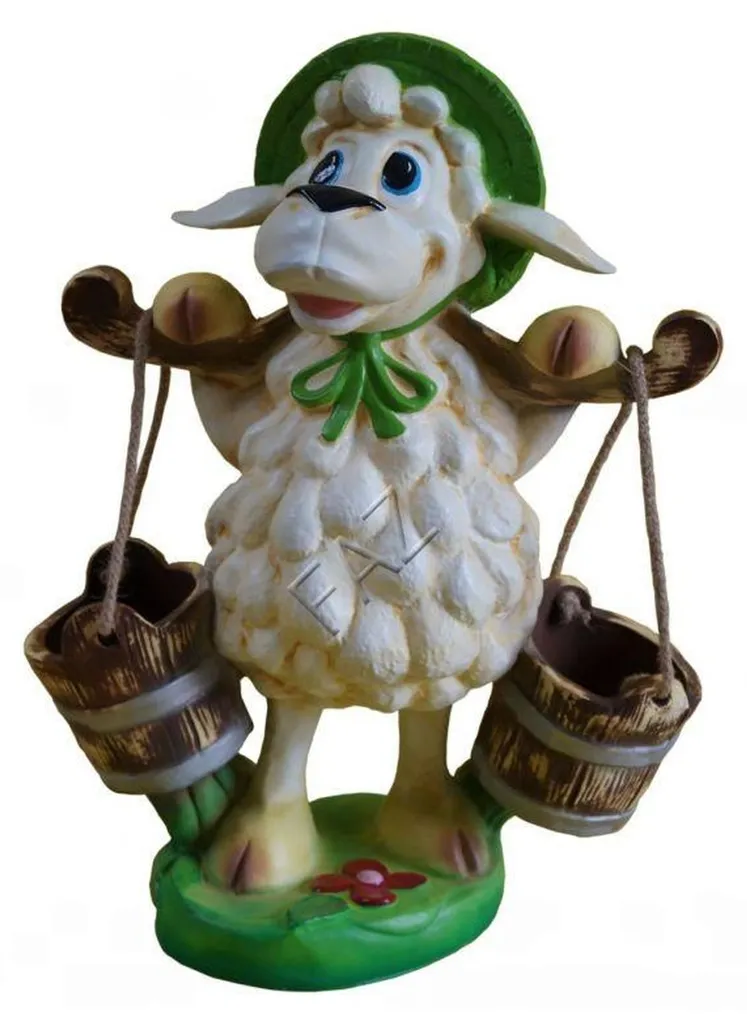 Figurine de Jardin Mouton Résistante au Gel avec Seaux de Plantation