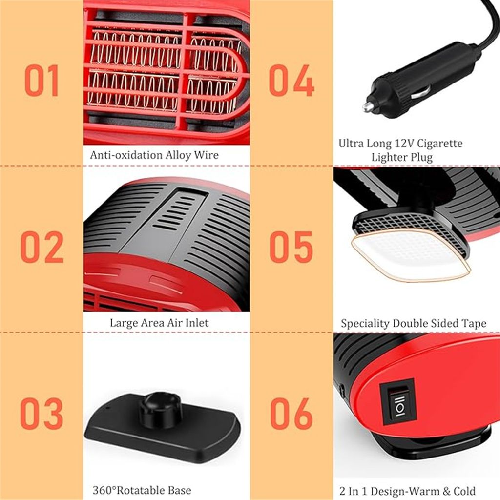 Autoheizung, Tragbar KFZ Heizlüfter, 12V 150W, Auto Heizung Produktbild 7