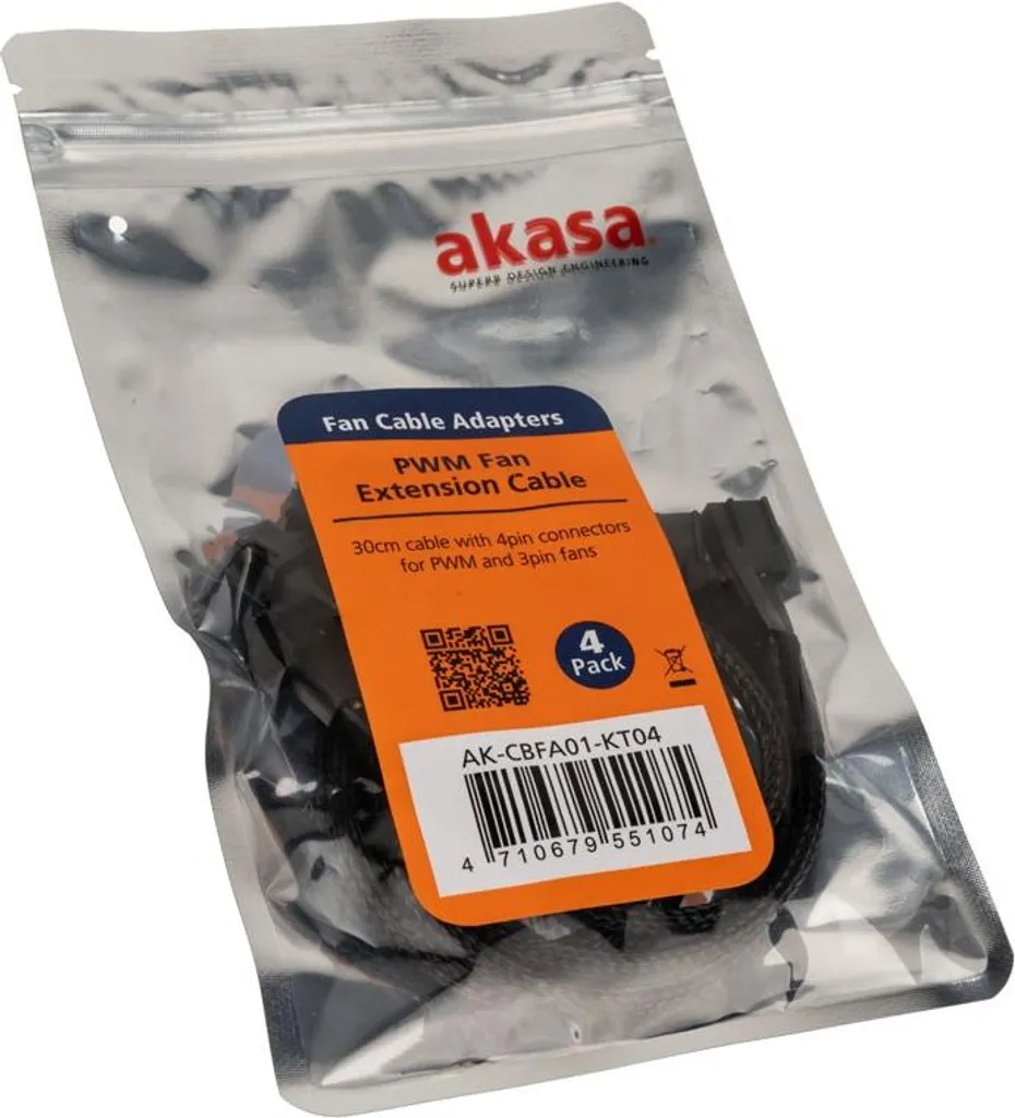 Kit 4x Prolunga Akasa PWM per Ventole High-Performance 30cm Nero - 3