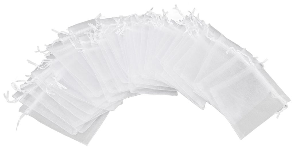 100 kleine Netzbeutel mit Kordelzug, transparente Produktbild 