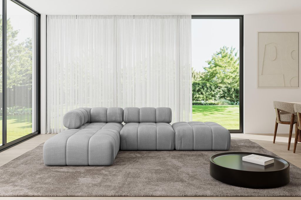 ALTDECOR Modulares Sofa Ecksofa in L-Form - Kerru-L1 - 285x190x70 cm Hellgrau universal, links/rechts Corner modular Sofa Eckcouch Couch Wohnlandsc...