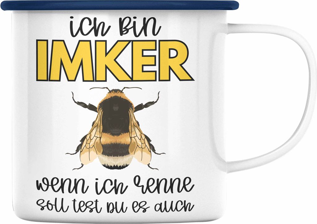 Trendation - Imker Geschenk Emaille Tasse Bienenzucht Emaille Emaille Tasse Geschenkideen Bienenzüchter Bienen Zuebhör Geschenke Wenn Ich Renne S...