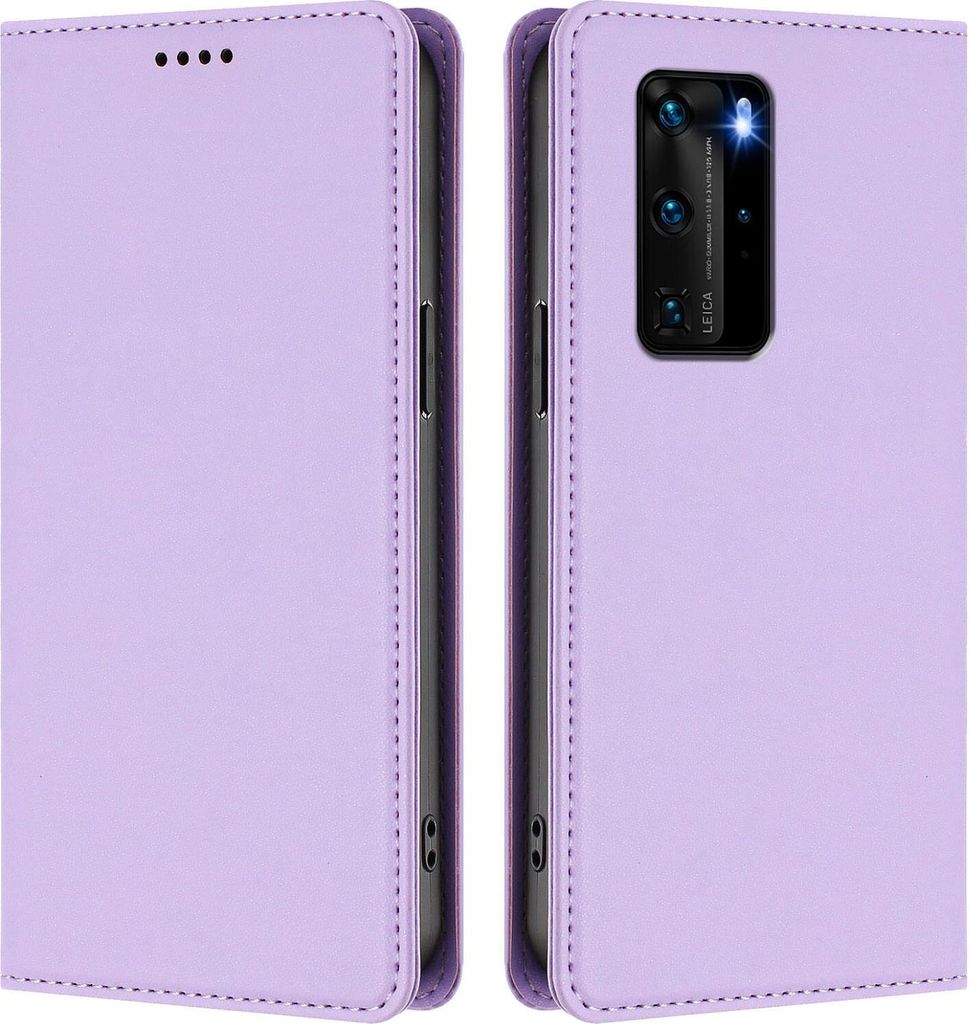 Handyhülle für Huawei P40 Pro, Kunstleder Klapphülle Stoßfeste Magnetische Hülle mit Ständer Violett