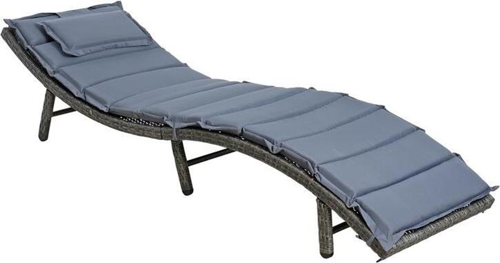 VidaXL Sonnenliege Mit Kissen - Gartenliege Aus Poly Rattan Anthrazit