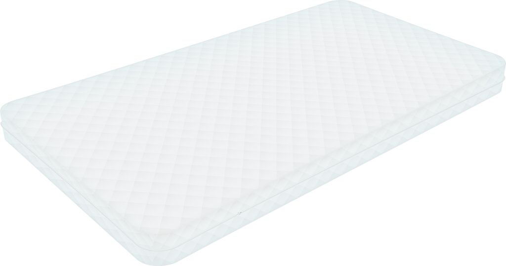 A white mattress is shown on a white background.