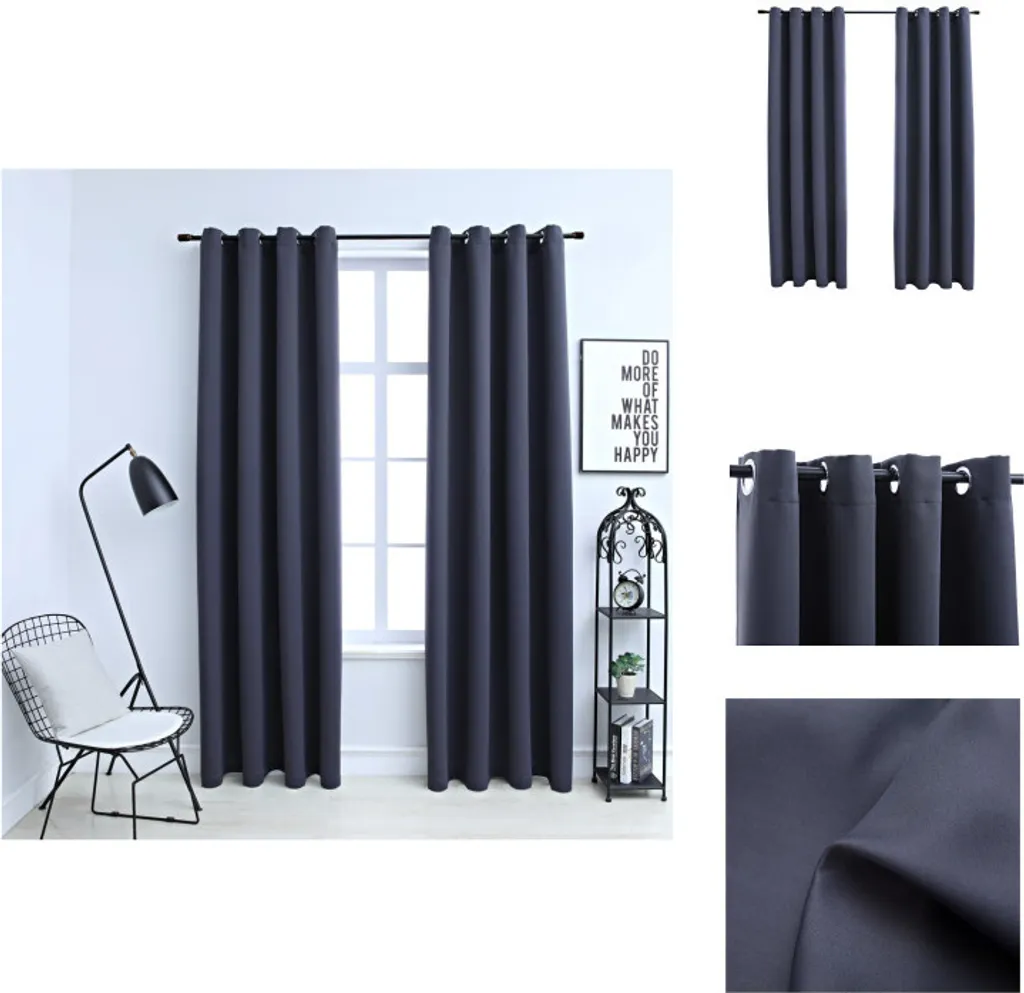 Coppia Tende Oscuranti 140x175 Antracite vidaXL | Occhielli Metallo