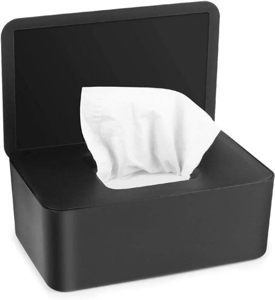 Boîte de rangement lingettes bébé noire pour table à langer et maison