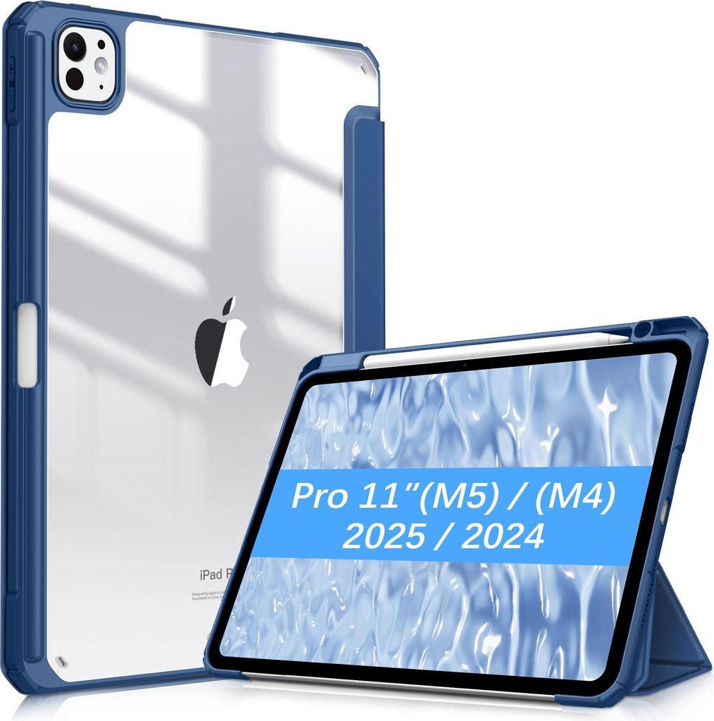 Fintie Hybrid Hülle für iPad Pro 11 Zoll (M5/M4) 2025/2024 mit Stifthalter - Stoßfeste Schutzhülle Case mit transparenter Hartschale auf der R...
