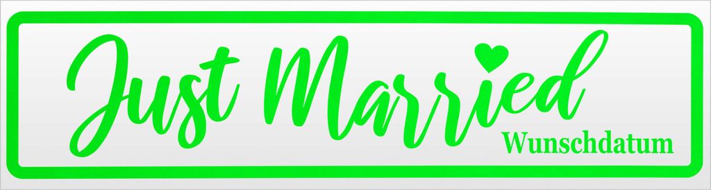 Kiwistar Just Married Wunschdatum V2 Magnetschild Schild magnetisch - 20cm Neongrün - Magnetfolie für Auto PKW Kfz