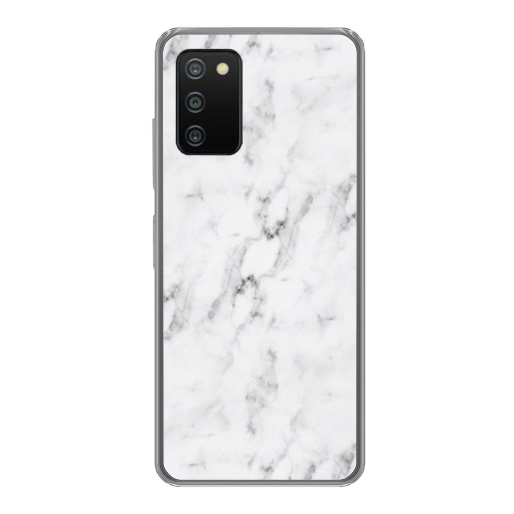 MuchoWow Handyhülle Schutzhülle Hülle für Samsung Galaxy A03s Marmor - Luxus - Weiß - Grau - Marmoroptik Silikon Softcase Handy Hülle - Schutz