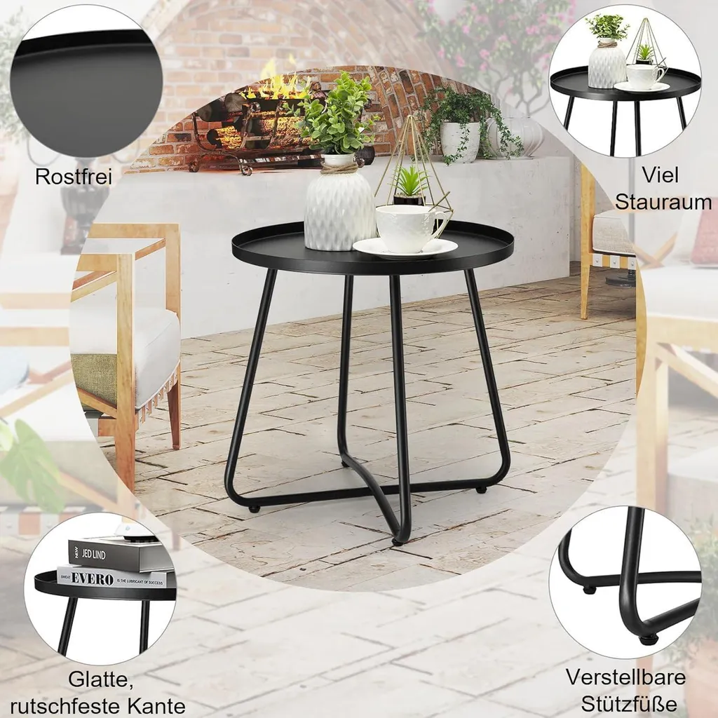 Table d'appoint outdoor en acier noir résistant aux intempéries L40 - 4