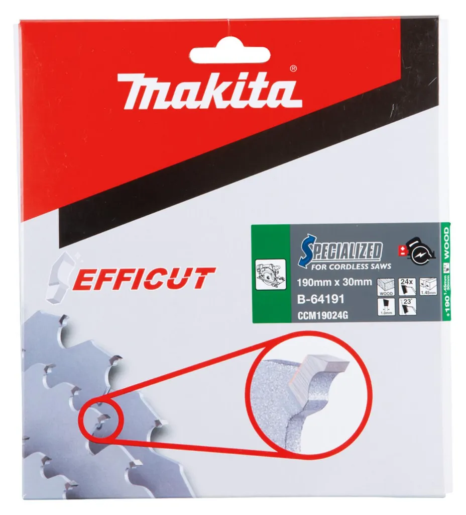 Lame de scie circulaire Makita EFFICUT 190x30x24Z spécial sans-fil