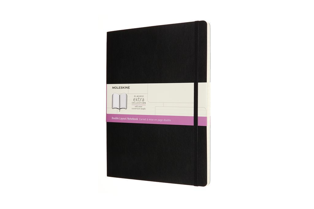 Moleskine Notizbuch - Doppelte Lineatur, X-Large, Liniert-Blanko, Weicher Einband, Schwarz
