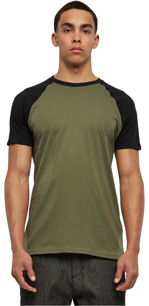 Urban Classics - RAGLAN T-Shirt contrasté oliv / schwarz - Image du produit 