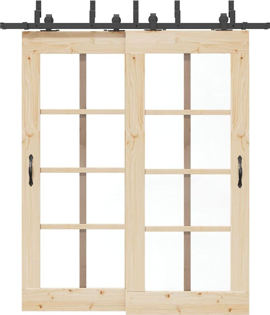 vidaXL Schiebetürbeschlag-Set 200 cm Stahl Schwarz