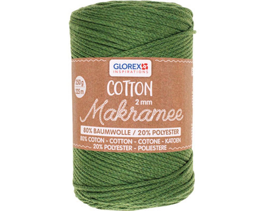 Makramee Baumwolle gewebt olive 2 mm 225 m 250 g
