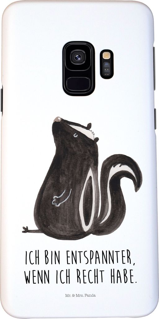 Mr. & Mrs. Panda Samsung Galaxy S9 Handyhülle Stinktier Sitzen - Weiß - Geschenk, Spruch, Hülle, Wildtier, Smartphone, Raubtier, Skunk, Handy Sc...