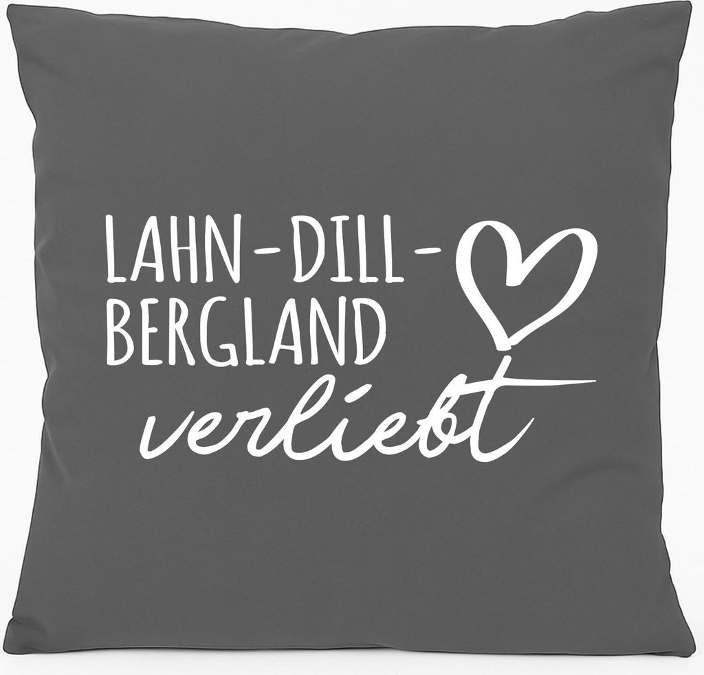 Huuraa Kissen Lahn-Dill-Bergland verliebt 40x40cm mit Füllung Steel Grey Baumwolle Dekokissen Geschenkidee