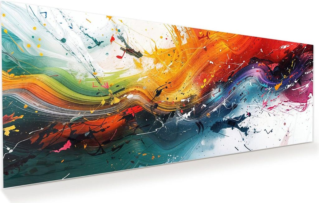 Glasbild 150x60cm in XXL für Wohnzimmer, Schlafzimmer Motiv Farbenexplosion