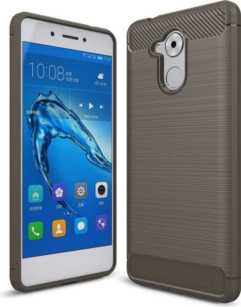 Huawei Enjoy 6s TPU Case Carbon Fiber Optik Brushed Schutz Hülle Grau