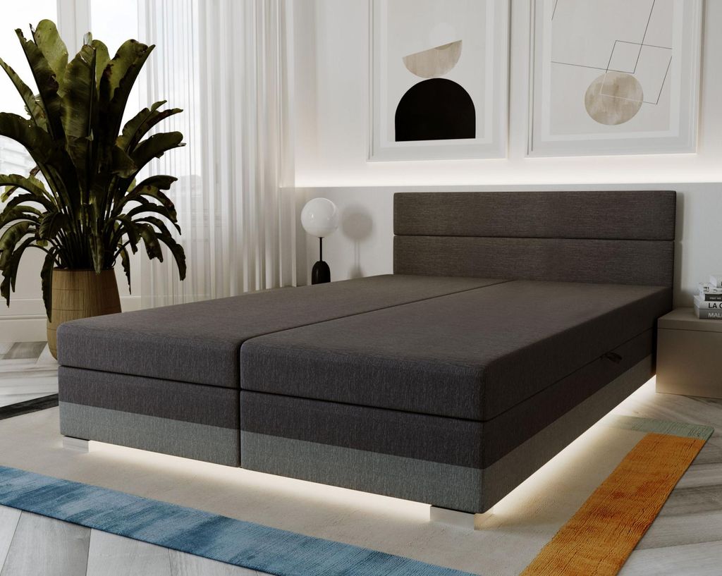 Gepolstertes Doppelbett 160x200 ROSIE 18 - dunkelgrau/grau
