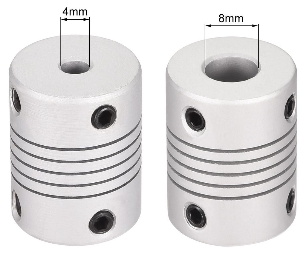 5Stk. 4mm zu 8mm Aluminiumlegierung Stab Flexibel Kupplung Motorsteckerverbindung L25xD19 Silber