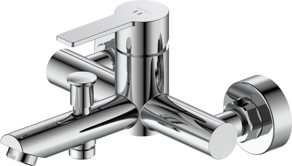 Avapax | Wand-badarmatur - Edelstahl - Einhebel - Chrom - Druckschalter