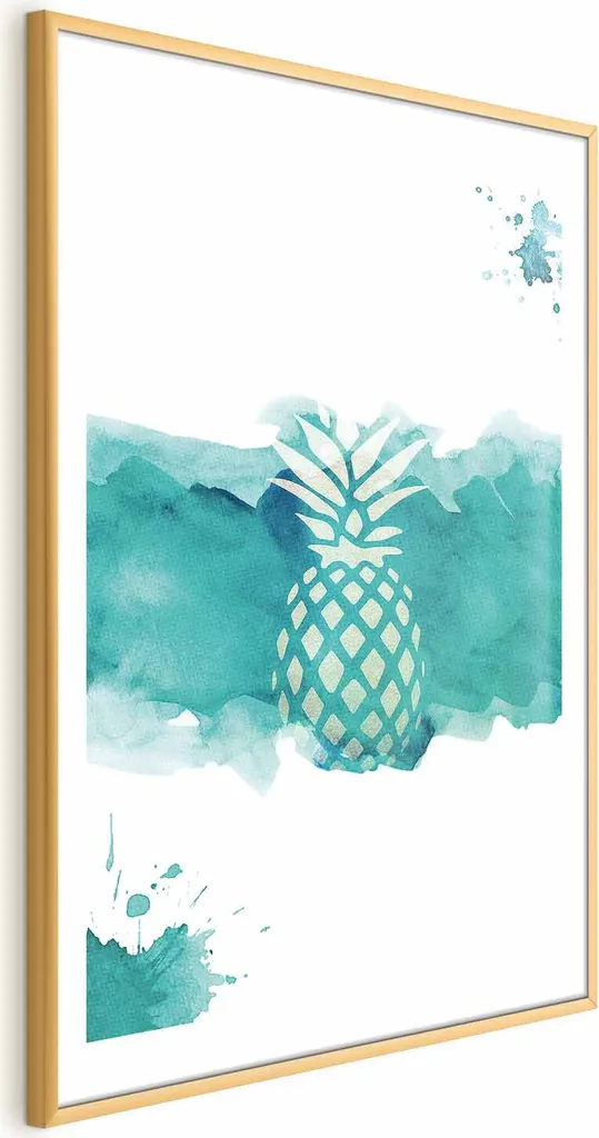 Poster Ananas Gold 60x90cm - Cornice Dorata Margine Bianco