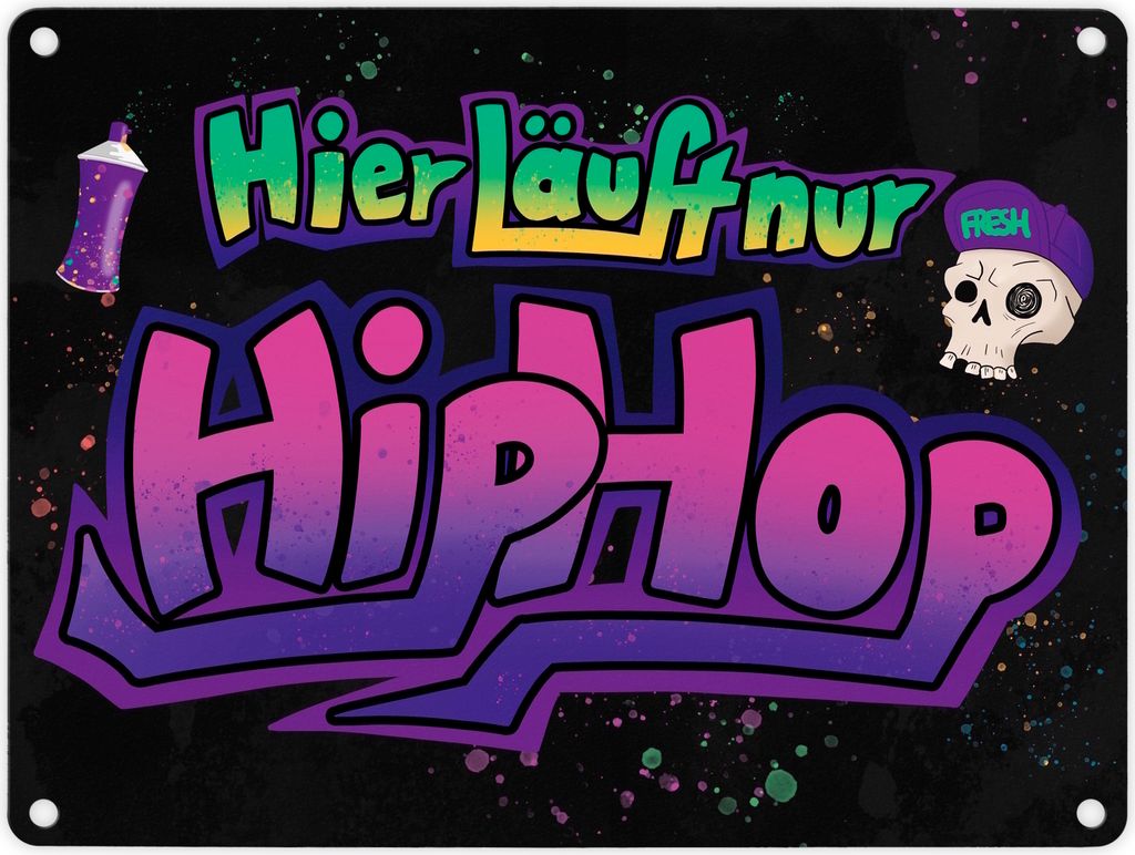 Hier läuft nur Hip-Hop Metallschild in 15x20 cm mit Graffitimotiv