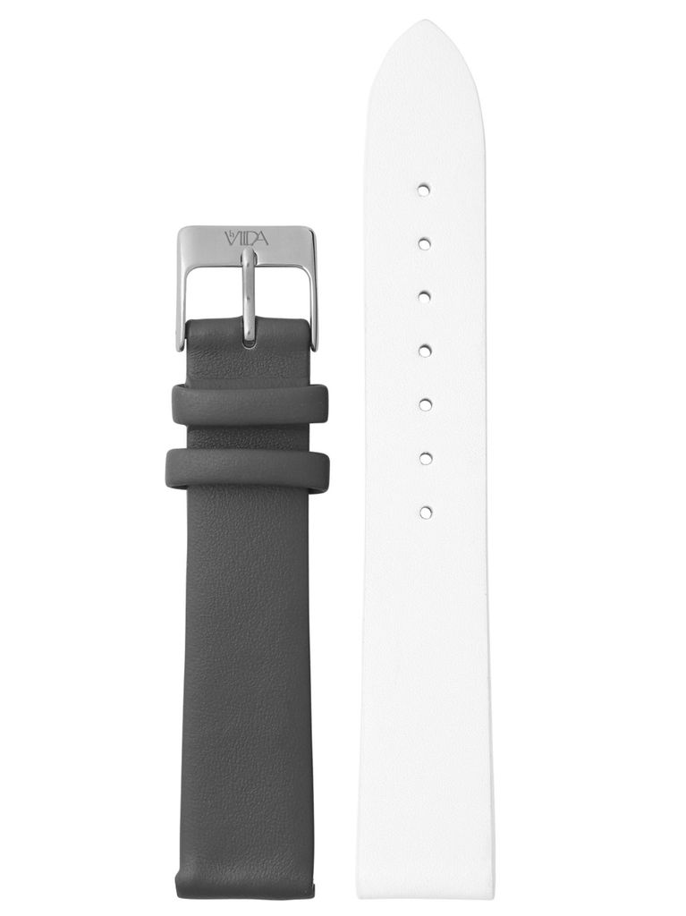 laVIIDA Uhrenarmband LB-SVI2006S Leder 18 mm Weiß-Dunkelgrau-Silber