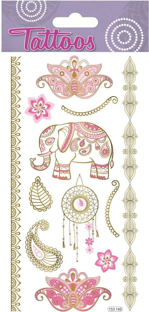 Temporäre Tattoos - Indien - Henna Motive - Vergoldung