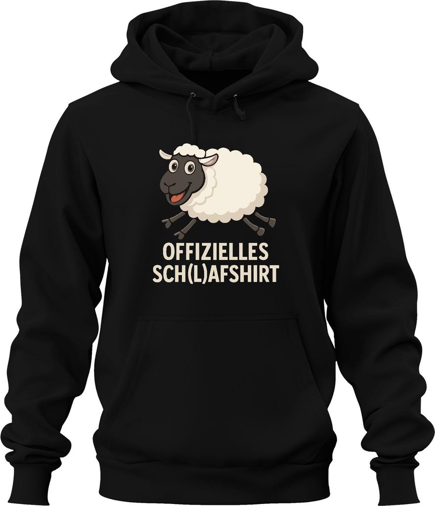 Offizielles Sch(l)afshirt Lustig Schaf Humor Geschenk Schlafparty Uni Hoodie Kapuzenpullover, Schwarz, S